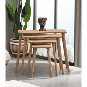 Salsa 4lü Dörtlü Mdf Ahşap Zi̇gon Sehpa - Meşe