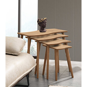 Salsa 4lü Dörtlü Mdf Ahşap Zi̇gon Sehpa - Meşe