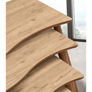 Salsa 4lü Dörtlü Mdf Ahşap Zi̇gon Sehpa - Meşe