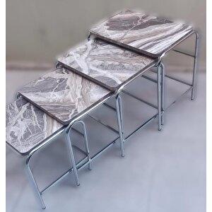 Zigon 134003 Sehpa Demet Model Metal Nikelaj Ayak Mermer Dalgalı Desen El Yapım