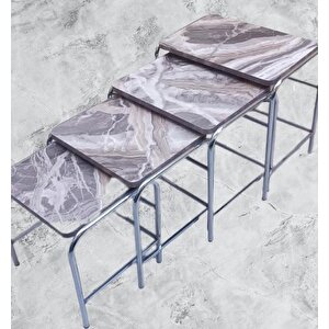Zigon 134003 Sehpa Demet Model Metal Nikelaj Ayak Mermer Dalgalı Desen El Yapım