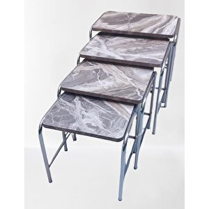 Zigon 134003 Sehpa Demet Model Metal Nikelaj Ayak Mermer Dalgalı Desen El Yapım