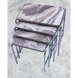 Zigon 134003 Sehpa Demet Model Metal Nikelaj Ayak Mermer Dalgalı Desen El Yapım
