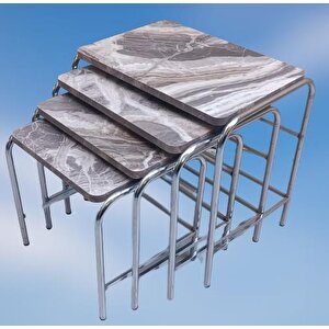Zigon 134003 Sehpa Demet Model Metal Nikelaj Ayak Mermer Dalgalı Desen El Yapım
