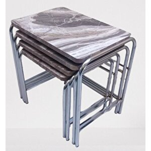 Zigon 134003 Sehpa Demet Model Metal Nikelaj Ayak Mermer Dalgalı Desen El Yapım