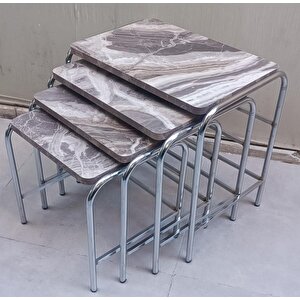 Zigon 134003 Sehpa Demet Model Metal Nikelaj Ayak Mermer Dalgalı Desen El Yapım