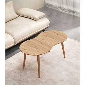 Moon 4lü Dörtlü Mdf Ahşap Zi̇gon Sehpa Ve Orta Sehpa Seti̇ - Meşe