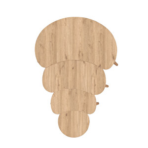 Moon 4lü Dörtlü Mdf Ahşap Zi̇gon Sehpa Ve Orta Sehpa Seti̇ - Meşe