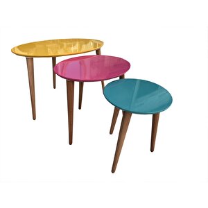 Zigon 13709 Sehpa Model Kayın Retro Konik Ayak Üçgen Mdf Tabla Ceviz Ayak El Yapı