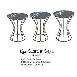 Brc Zigoın 13389 Kum Saati̇ Model Si̇yah Mermer Metal Plati̇n Renk Kaplama El Yapım