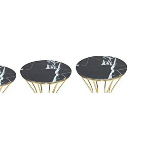 Brc Kum Saati̇ 13396 Zigon Siyah Mermer Desen Temper Cam Metal Gold Renk El Yapım