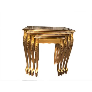 Zigon13742 Klasik Model Sehpa Kayın Torna Aslan Ayak Parlak Gold Lake Mdf El Yapı