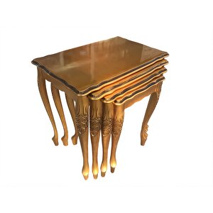 Zigon13742 Klasik Model Sehpa Kayın Torna Aslan Ayak Parlak Gold Lake Mdf El Yapı