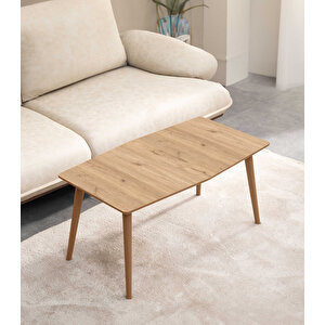 Vega 4lü Dörtlü Mdf Ahşap Zi̇gon Sehpa Ve Orta Sehpa Seti̇ - Meşe