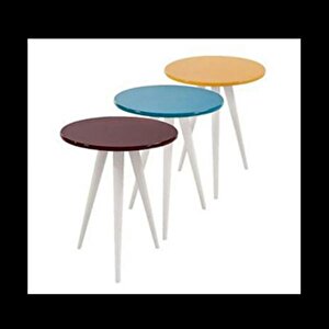 Zigon St 3ayak13556 3renk Model Sehpa Kayın Torna Retro Ayak Mdf Tabla El Yapım