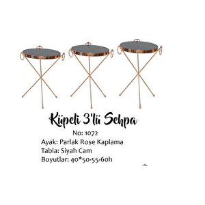 Brc Zigon Küpe13300 Metal Bakır Roza Renk Ayak Kırılmaz Temper Siyah Cam El Yapım