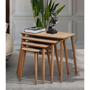 Luci̇ 4lü Mdf Ahşap Zi̇gon Sehpa - Meşe