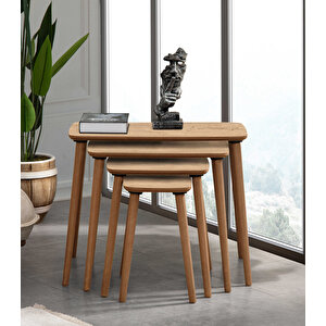 Luci̇ 4lü Mdf Ahşap Zi̇gon Sehpa - Meşe