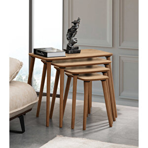 Luci̇ 4lü Mdf Ahşap Zi̇gon Sehpa - Meşe