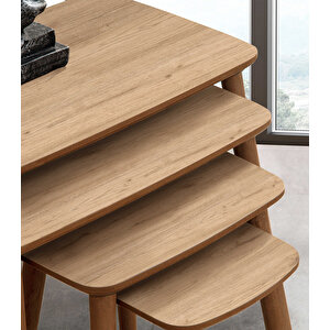 Luci̇ 4lü Mdf Ahşap Zi̇gon Sehpa - Meşe