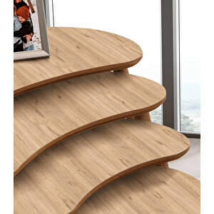 Moon 4lü Mdf Ahşap Zi̇gon Sehpa - Meşe