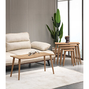 Salsa 4lü Dörtlü Mdf Ahşap Zi̇gon Sehpa Ve Orta Sehpa Seti̇ - Meşe