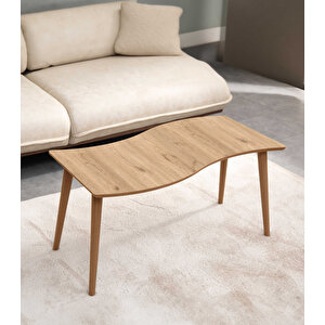 Salsa 4lü Dörtlü Mdf Ahşap Zi̇gon Sehpa Ve Orta Sehpa Seti̇ - Meşe