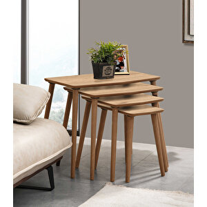 Vega 4lü Dörtlü Mdf Ahşap Zi̇gon Sehpa - Meşe