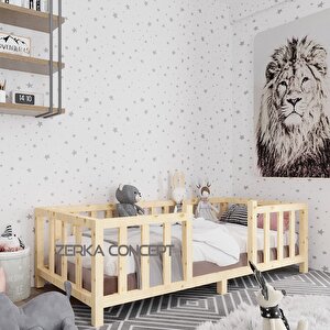 Laris Ithal Ladin Ahşap Montessori Çocuk Karyola Beşik 80x130 Cm