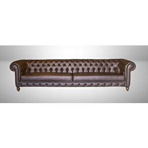 Zus309 Chester Koltuk Model 90483 Kanepe Suni Deri Kumaş Ahşap Kayın Ayak El Yapım