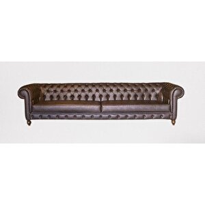 Zus309 Chester Koltuk Model 90483 Kanepe Suni Deri Kumaş Ahşap Kayın Ayak El Yapım