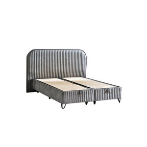 Line Visco Lüks Baza Ve Başlık Seti 120x200 Cm Tek Kişilik Baza Ve Başlık Takımı Koyu Gri Babyface Gri