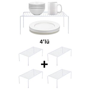 Tel Organi̇zer Dolap Depolama Rafi 4'lü Set 22x40cm Beyaz
