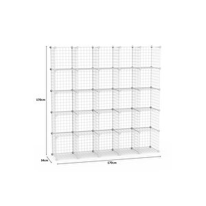 25'li Tel Küp Çok Amaçlı Organizer Raf Beyaz 33cm