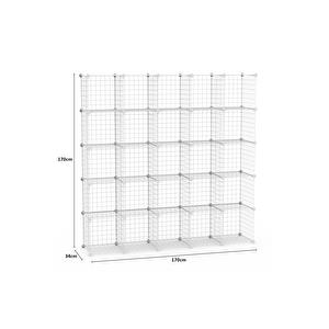 25'li Tel Küp Çok Amaçlı Organizer Raf Beyaz 33cm