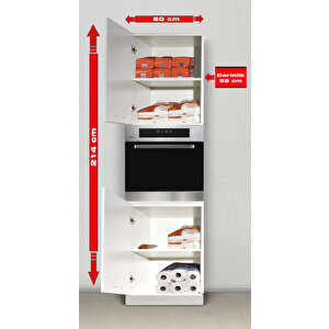 Mutfak Ankastre Fırın & Kiler Dolabı 60 Cm  Parlak Beyaz