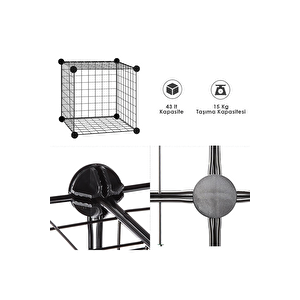 25'li Tel Küp Çok Amaçlı Organizer Raf Siyah 33cm