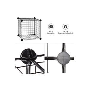 25'li Tel Küp Çok Amaçlı Organizer Raf Siyah 33cm