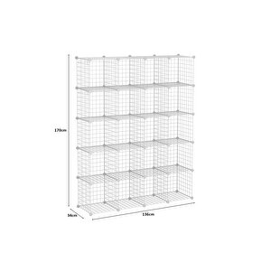 20'li Tel Küp Çok Amaçlı Organizer Raf Beyaz 33cm