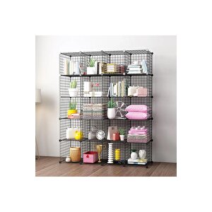 20'li Tel Küp Çok Amaçlı Organizer Raf Siyah 33cm