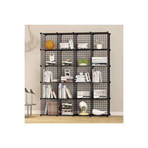 20'li Tel Küp Çok Amaçlı Organizer Raf Siyah 33cm