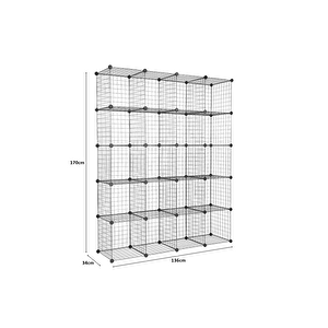 20'li Tel Küp Çok Amaçlı Organizer Raf Siyah 33cm