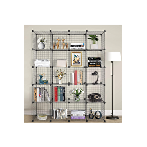 20'li Tel Küp Çok Amaçlı Organizer Raf Siyah 33cm