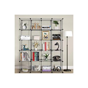 20'li Tel Küp Çok Amaçlı Organizer Raf Siyah 33cm