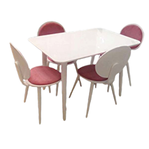 Masa-sandalye 13572 Retro Papel Tk Model Kayın Retro Kaplama Parlak Beyaz El Yapı