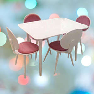 Masa-sandalye 13572 Retro Papel Tk Model Kayın Retro Kaplama Parlak Beyaz El Yapı