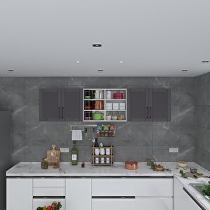 Hazır Mutfak Dolabı Bulgur60 Gri Mod2 60*240*32 Mebran Kapak Suntalam Gövde Beyaz