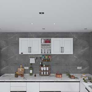Hazır Mutfak Dolabı Fasulye90 Byz Mod1 90*200*32 Mebran Kapak Suntalam Gövde Beyaz