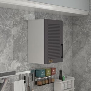 Hazır Mutfak Dolabı Bamya60 Gri Mod2 60*040*32 Mebran Kapak Suntalam Gövde Beyaz