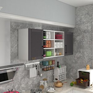 Hazır Mutfak Dolabı Biber90 Gri Mod2 90*160*32 Mebran Kapak Suntalam Gövde Beyaz